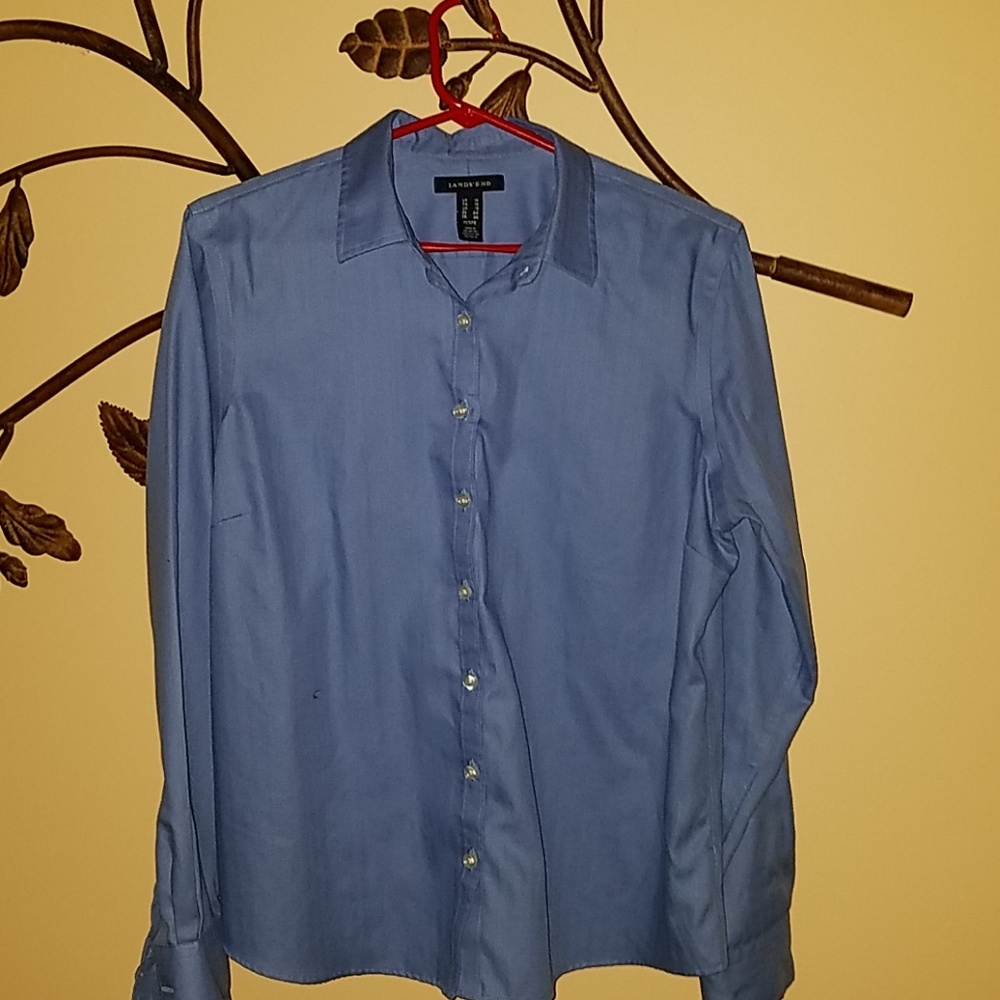NEW NEVER WORN Lands End Button Down Blue Staple Shirt, 14P